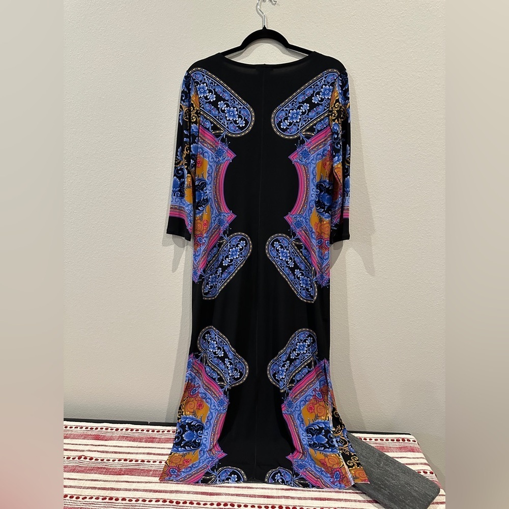 Eva Varro Women’s Abstract Floral Print Jersey Shift Dress Midi Length sz M - Picture 7 of 9